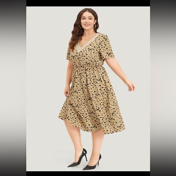 NWT BloomChic Plus Size Leopard Print Short Sleeve Elastic Waist Dress -Size 2XL - Picture 7 of 8